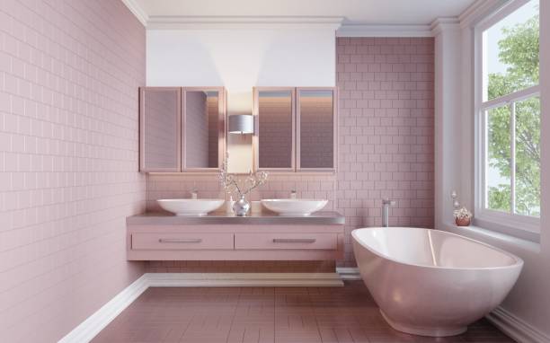 baño elegante en color rosa